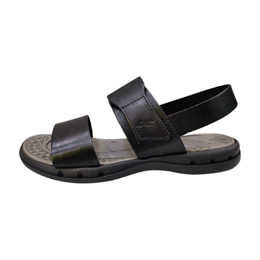 Sandália Masculina Em Couro Itapuã Velcro 6303 Preto