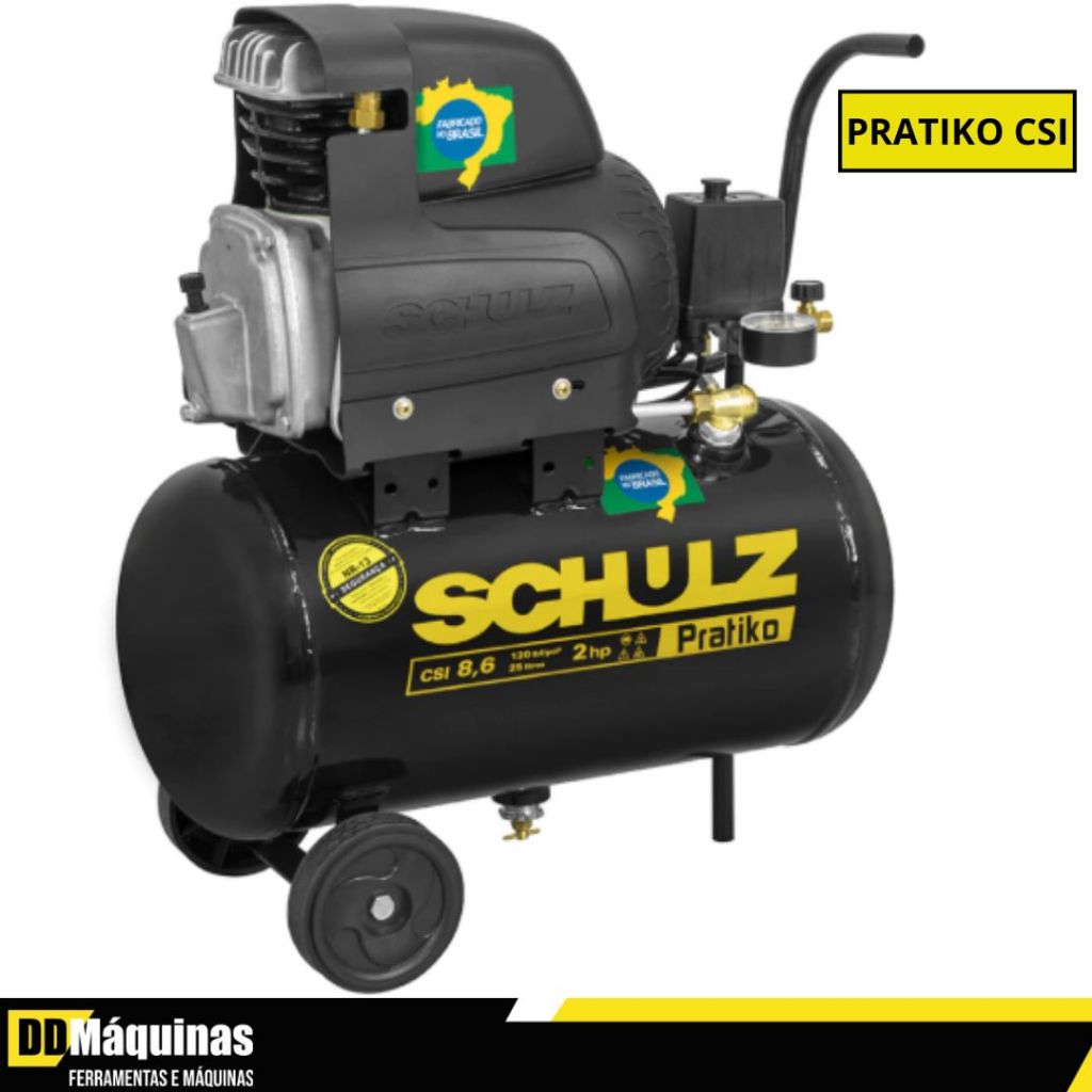 Compressor de Ar CSI Pratiko 8,6 25 Litros 220 Volts - Schulz