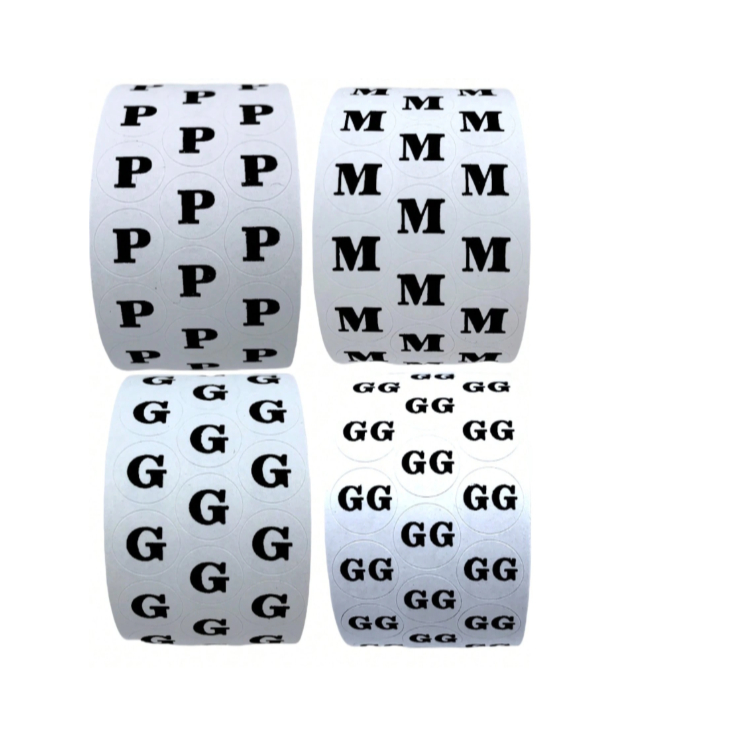 Etiqueta de tamanho Adesiva P,M,G,GG Contém 4.000 Unidades, Roupas em Oferta na Shopee