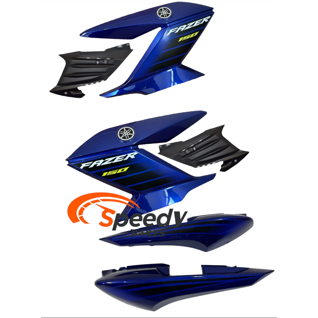 Par Aba do tanque Yamaha Fazer 150 2022 Azul Metalico com Complemento + Par Rabeta traseira Fazer 150