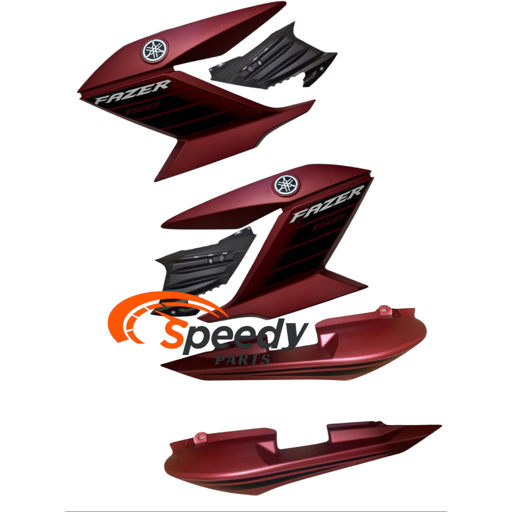 Par Aba do tanque Yamaha Fazer 150 2022 Vermelho Fosco com Complemento + Par Rabeta traseira Fazer 150