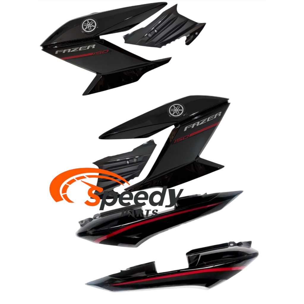 Par Aba do tanque Yamaha Fazer 150 2014/15 Preto com Complemento + Par Rabeta traseira Fazer 150