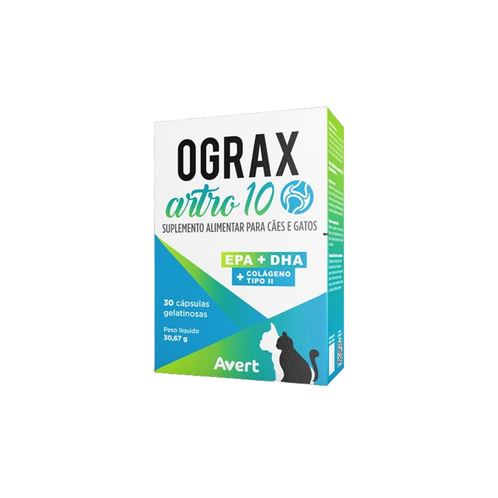 Ograx Artro 10 - Suplemento Colágeno Para Cães/gatos Avert 30 Cápsulas em Oferta na Shopee