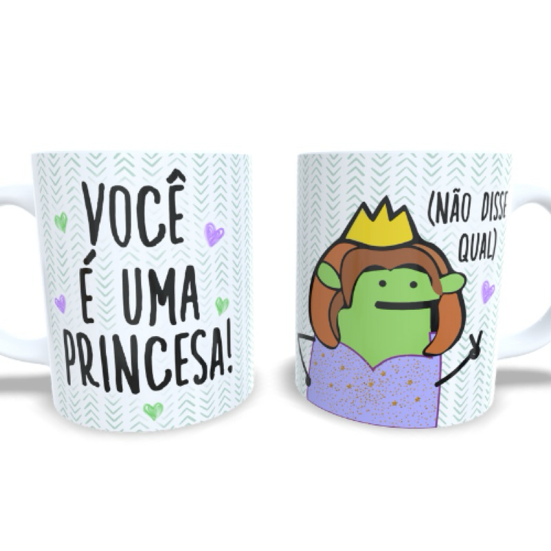 Caneca personalizada Flork Shrek e Fiona - você é uma princesa só não disse qual