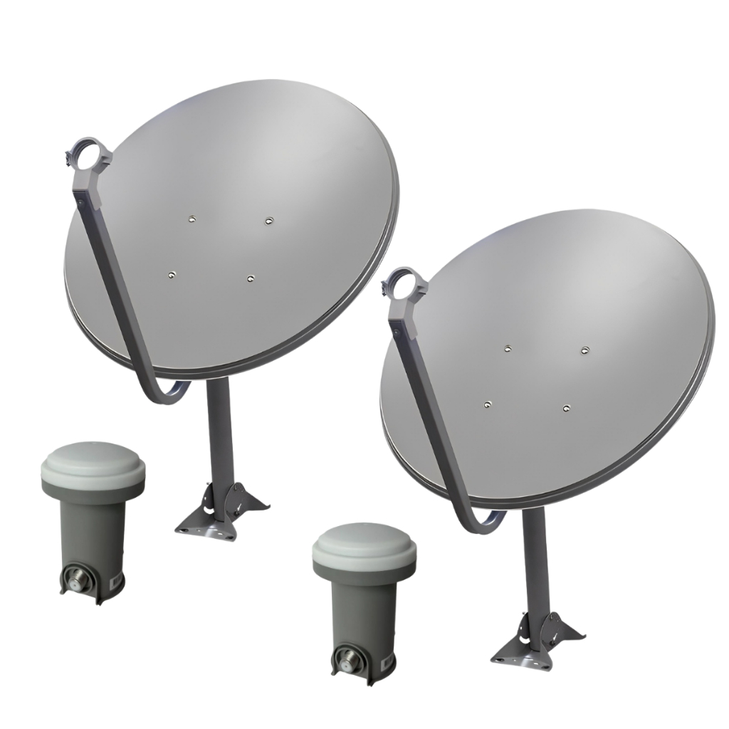 Kit 2 Antena Digital Parabólica Chapa 60cm Ku 5g + 2 Lnbf Ku