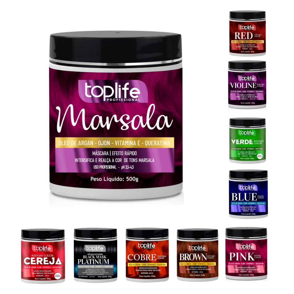 Máscara Tonalizante Matizadora Toplife 500g -  Realça a Cor e Intensifica a Cor em Oferta na Shopee