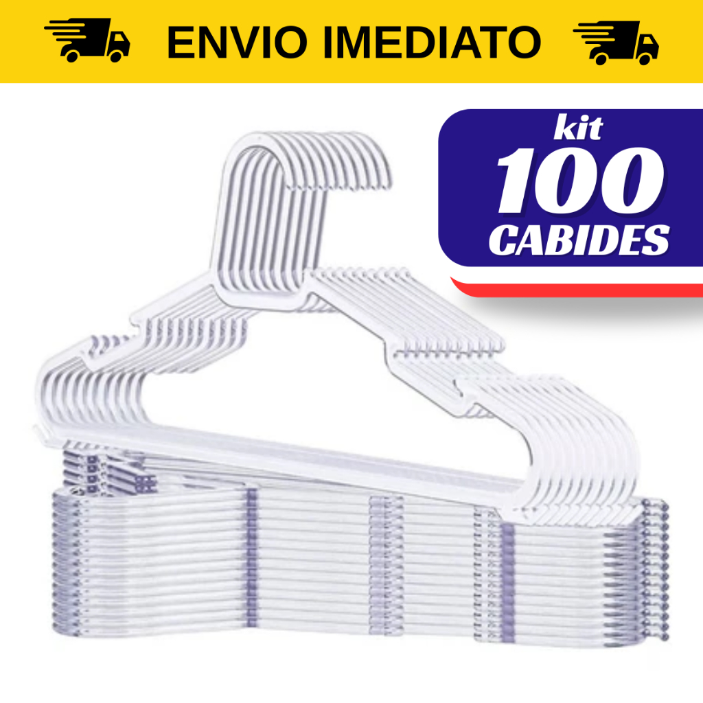 Kit 25 a 100 Cabide acrílico TRANSPARENTE Cabide Reforçado para roupas adulto Cristal envio imediato