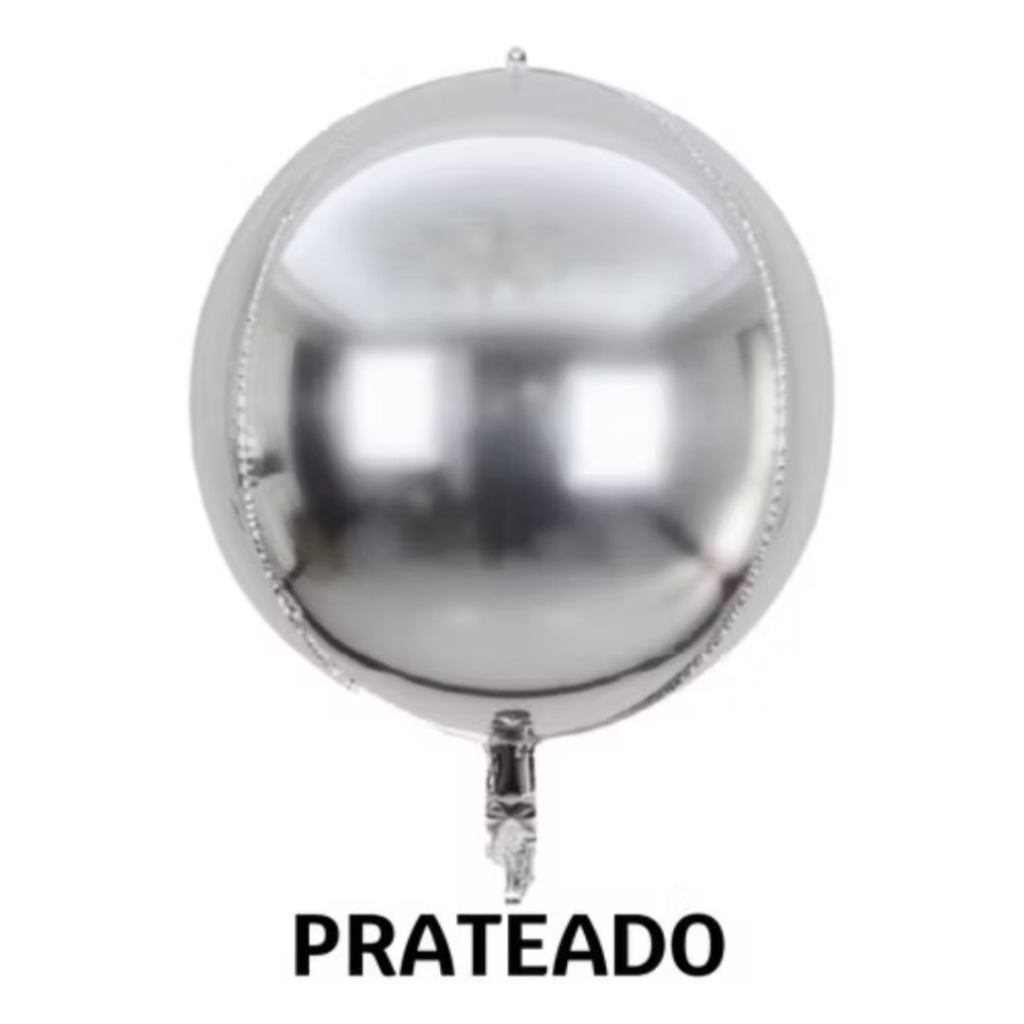 Kit 5-10 Balão Orbis 55cms Prata Metalizado Globo 4d  Espelhado Preço Promocional em Oferta na Shopee