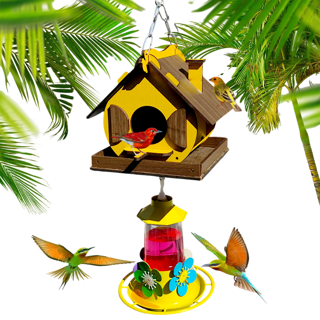Casa De Passarinho Com Bebedouro Para Beija-flores
