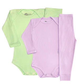 Kit Conjunto 4 Peças Canelado Body e Calça 100% Algodão Bebê Infantil RN ao G Menino Menina Odicon em Oferta na Shopee