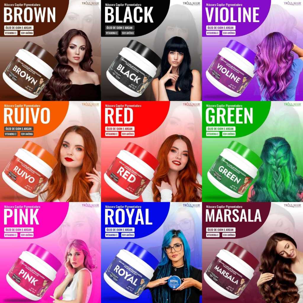 Máscara Capilar Pigmentadora Troia Colors Cor fantasia - Troia Hair Variação