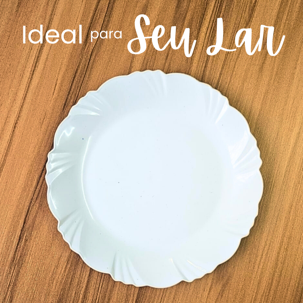 Kit 10 a 50 Pratos Sobremesa com Borda Branco Refeição Churrasco Festa Plástico Pétala