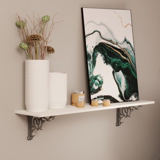 Prateleira Reta 40/60/75/90 Branco Com Mão Francesa Estilo Colonial Suporte Decoração Sala Quarto Banheiro Escritório em Oferta na Shopee