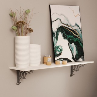 Prateleira Reta 40/60/75/90 Branco Com Mão Francesa Estilo Colonial Suporte Decoração Sala Quarto Banheiro Escritório