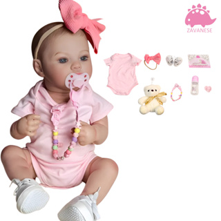 Bebê Reborn Boneca Pintada Silicone Menina Rosa 48cm Original zavanese em Oferta na Shopee