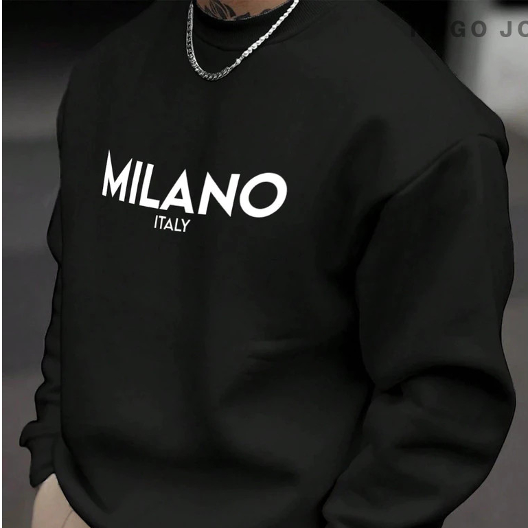 Blusa de Frio Masculina Milano Estampado Moletom Gola Redonda Felpado
