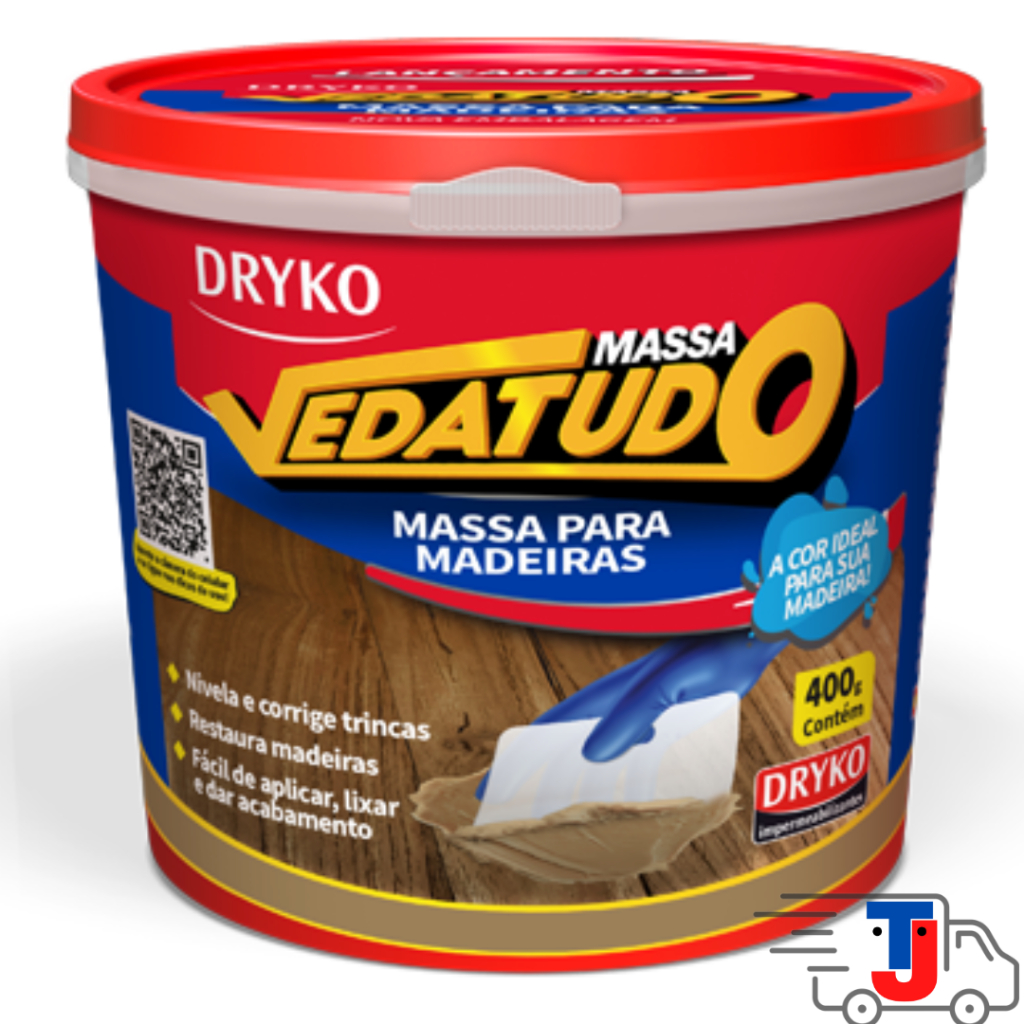 Massa para Madeira reparo e calafetação 400 g - Vedatudo Dryko em Oferta na Shopee