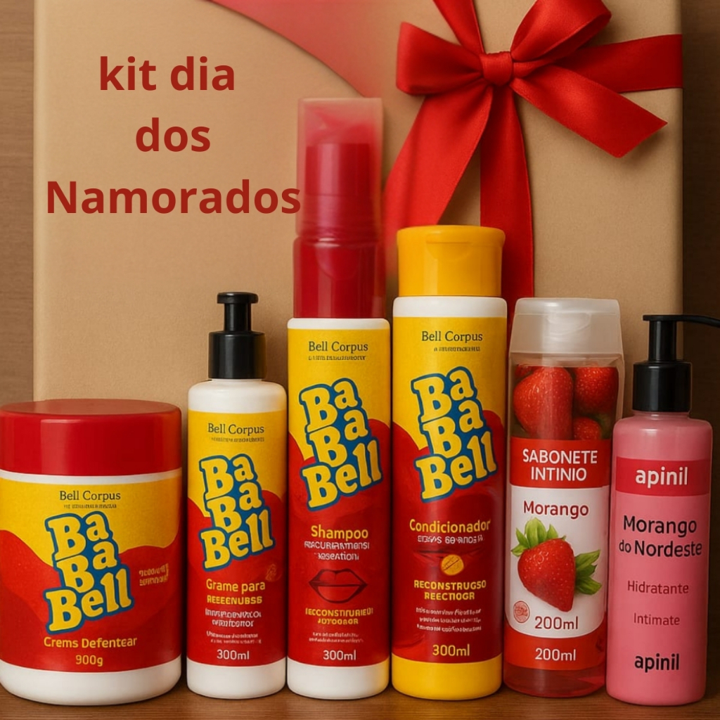 Kit Presente para mulher Cuidados Capilar e Corporal Morango Hidratação, Perfume e Maciez