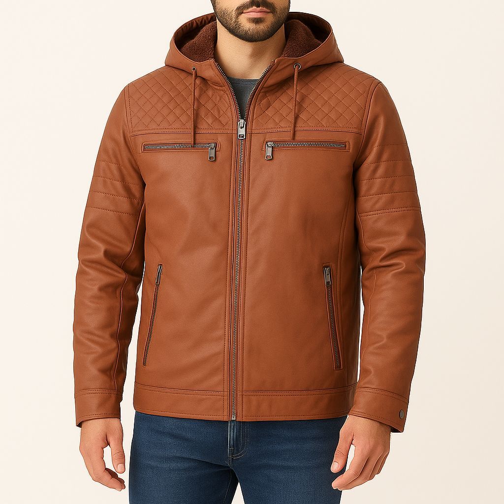 JAQUETA COURO MASCULINA MOTOQUEIRO FORRADA CAPUZ em Oferta na Shopee