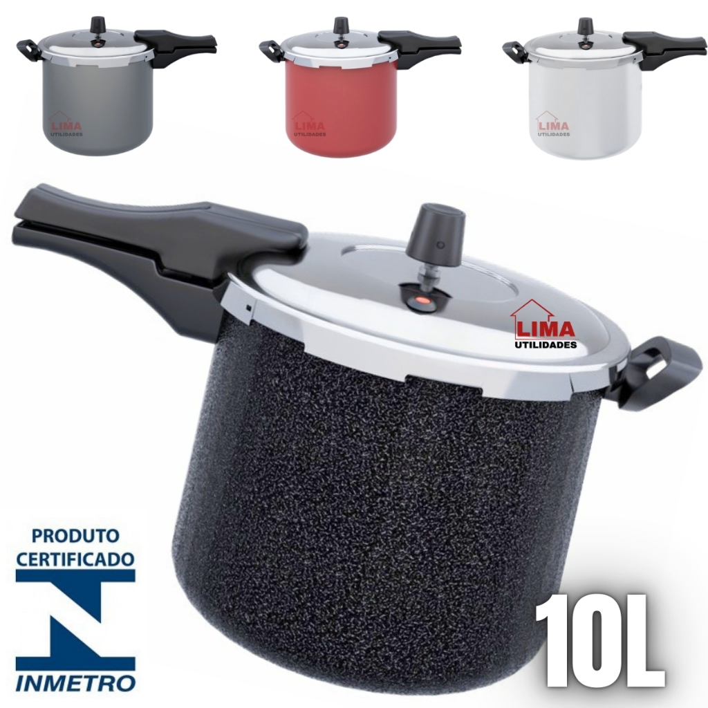 Panela De Pressão 10 Litros Fechamento Externo Certificado Inmetro Cozimento Rapido Garantia 1 Ano em Oferta na Shopee