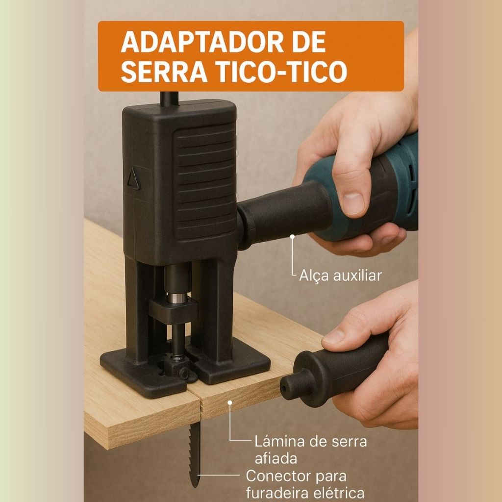 Adaptador Portátil Serra Tico-Tico Compatível com Lâminas Elétricas e Brocas, Prático e Eficiente