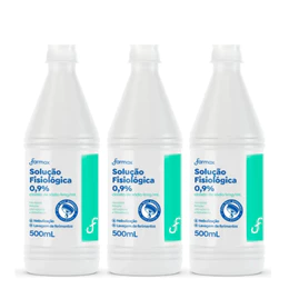 Kit 3 Soro Fisiológico Farmax 500ml com Gotejador | Cloreto de Sódio 0,9% | Higiene, Hidratação e Limpeza