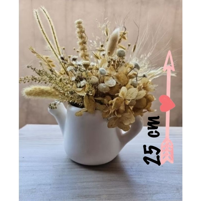 Flores Secas no Vaso Bule de Porcelana | Decoração Atemporal 25x25"