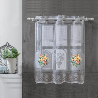 Cortina Vitro Janela Banheiro 0,80x0,80 Renda Branco Estampa em Oferta na Shopee