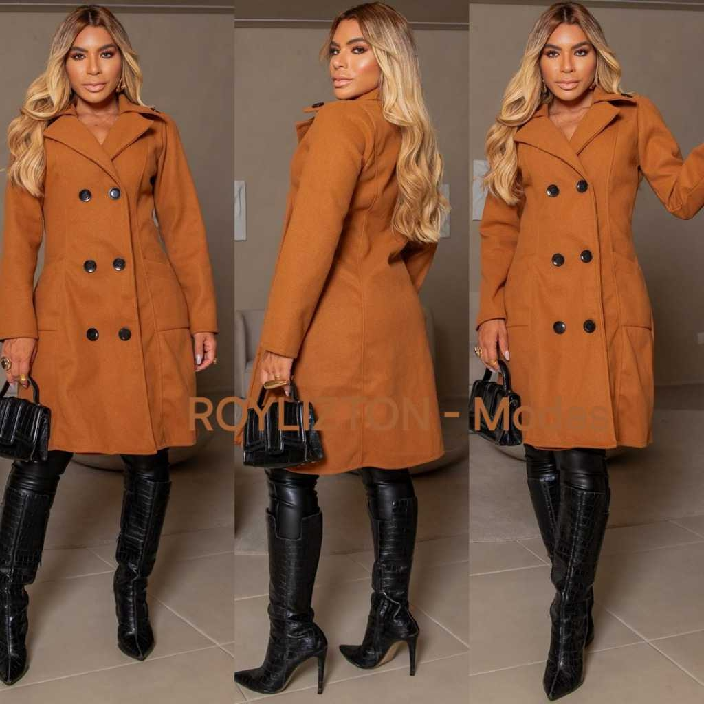 Sobretudo La Batida Casaco Feminino Longo Estilo Blogueirinha Chique Inverno Elegante