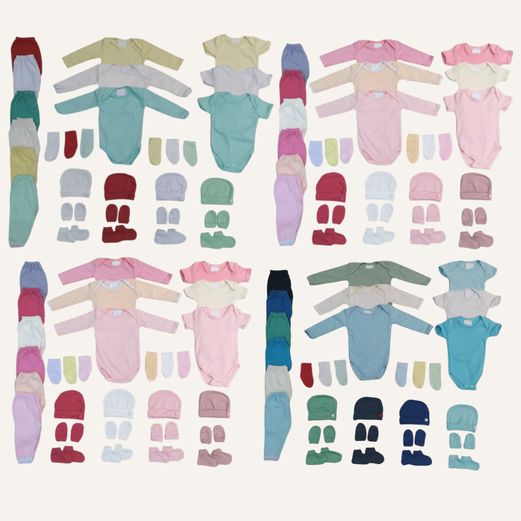 kit 30 Peças Roupinhas Enxoval Maternidade Bebê Body Mijão Meia Touca Luva Sapatinho Recém Nascido Menino Menina Unissex