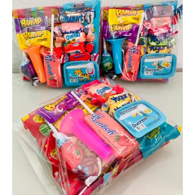 Kit Saquinho de doces Guloseimas Para Festas E Aniversário Infantil Saquinho Com 12 Doces Pronto Para Uso em Oferta na Shopee