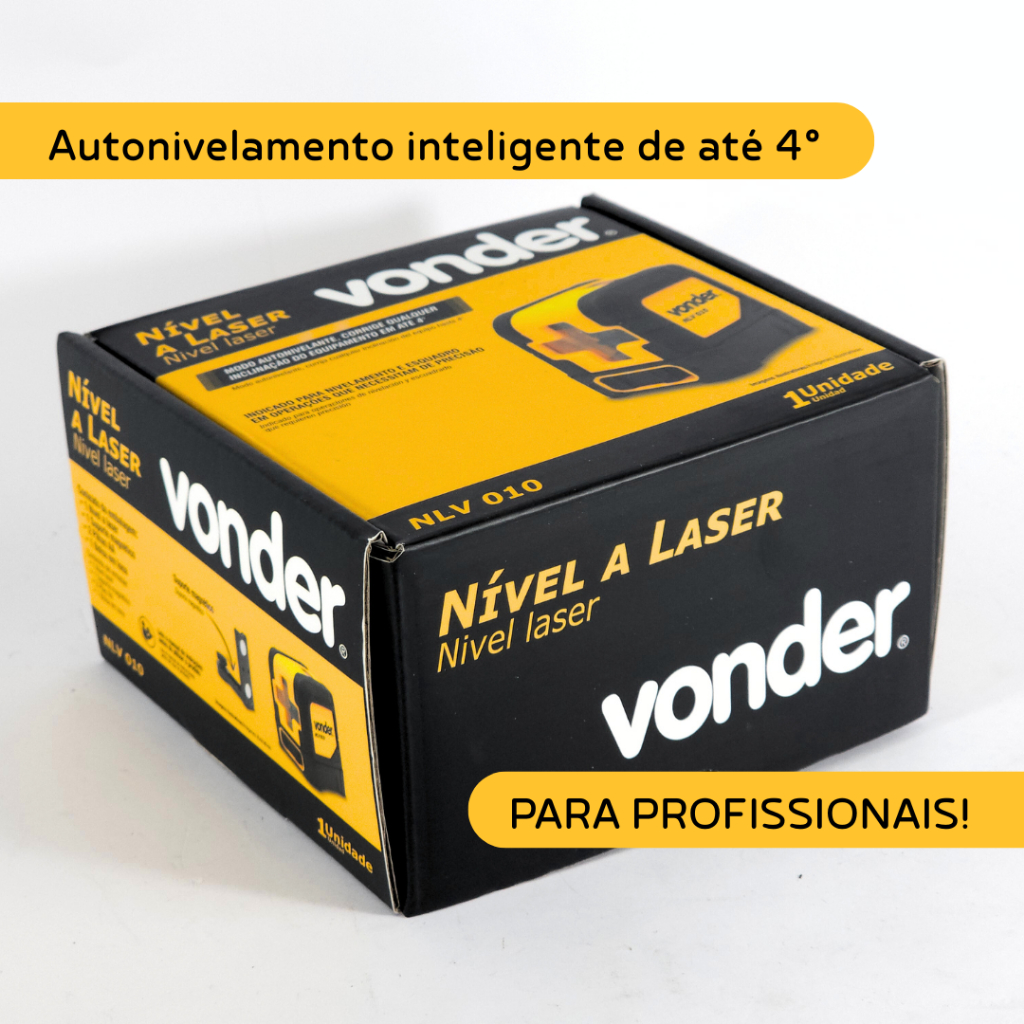 Kit Nível Laser 10m Nivelador Profissional Linhas Verdes + Pilha, Suporte Magnético, Bolsa - Vonder