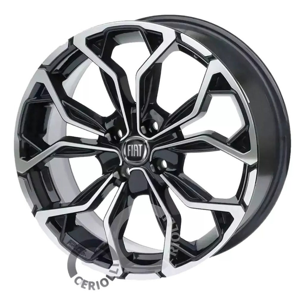 Kit 4 Rodas Aro 15 4x98 Emblemas Fiat Uno Fiorino Palio Bicos Brinde Preto Diamantado M16