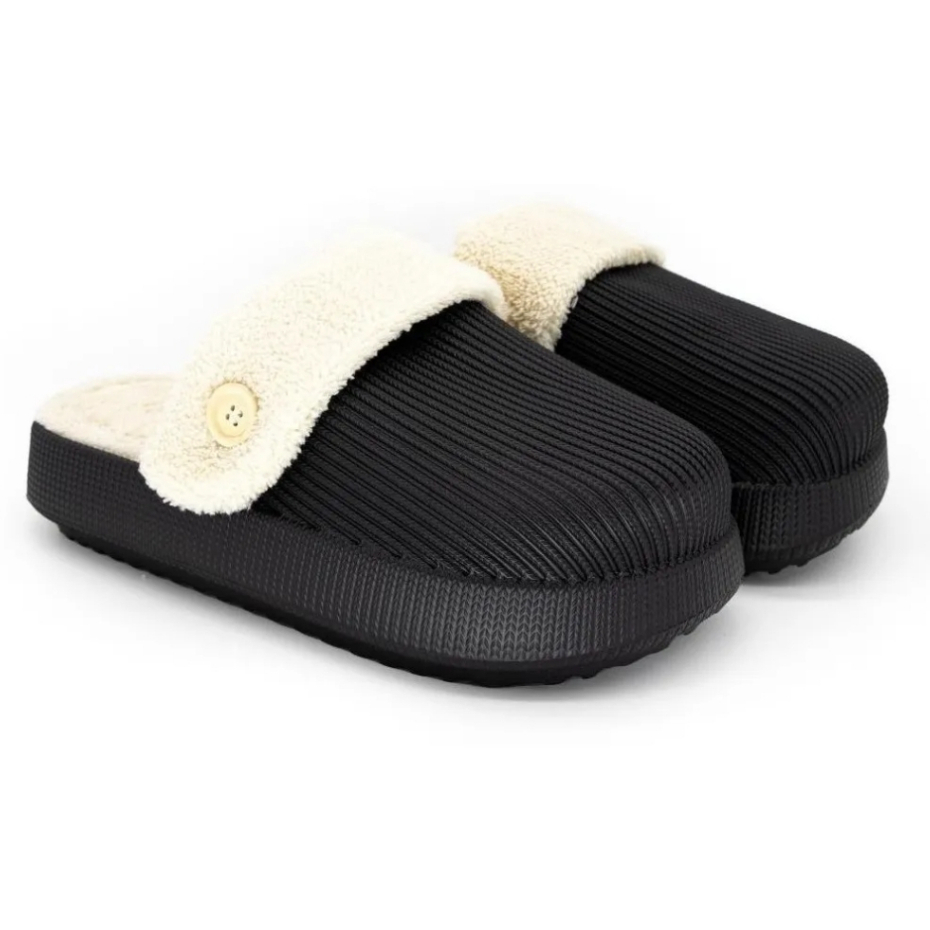Chinelo Inverno Forrado Nuvem Anatomico Bota Pelinho Chinelo Pantufa Macio Confortavel Preto