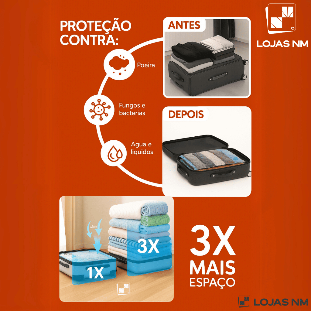 SACO A VACUO ORGANIZADOR DE ROUPAS EDREDOM COBERTOR TRAVESSEIROS GUARDA ROUPA TODOS OS TAMANHOS — imagem 2 de 2