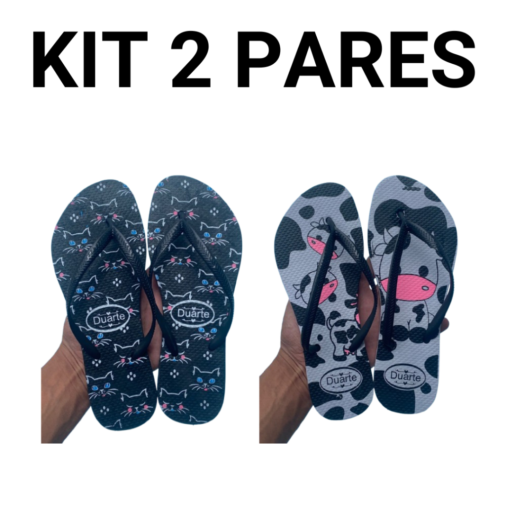 Kit 2 Pares de Chinelo Feminino Estampado Mais Vendidos 2024