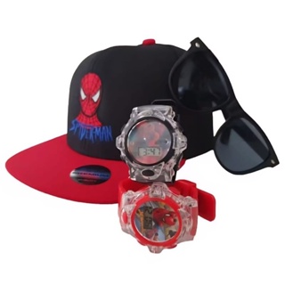 Kit infantil Boné, óculos e relógio Super Heróis diversos personagens homem aranha, Batman, Capitão em Oferta na Shopee