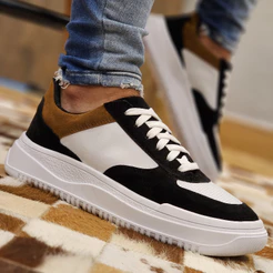 Tênis Masculino Casual Sola Alta Tratorada Sneakers Estilo Moderno Tricolor