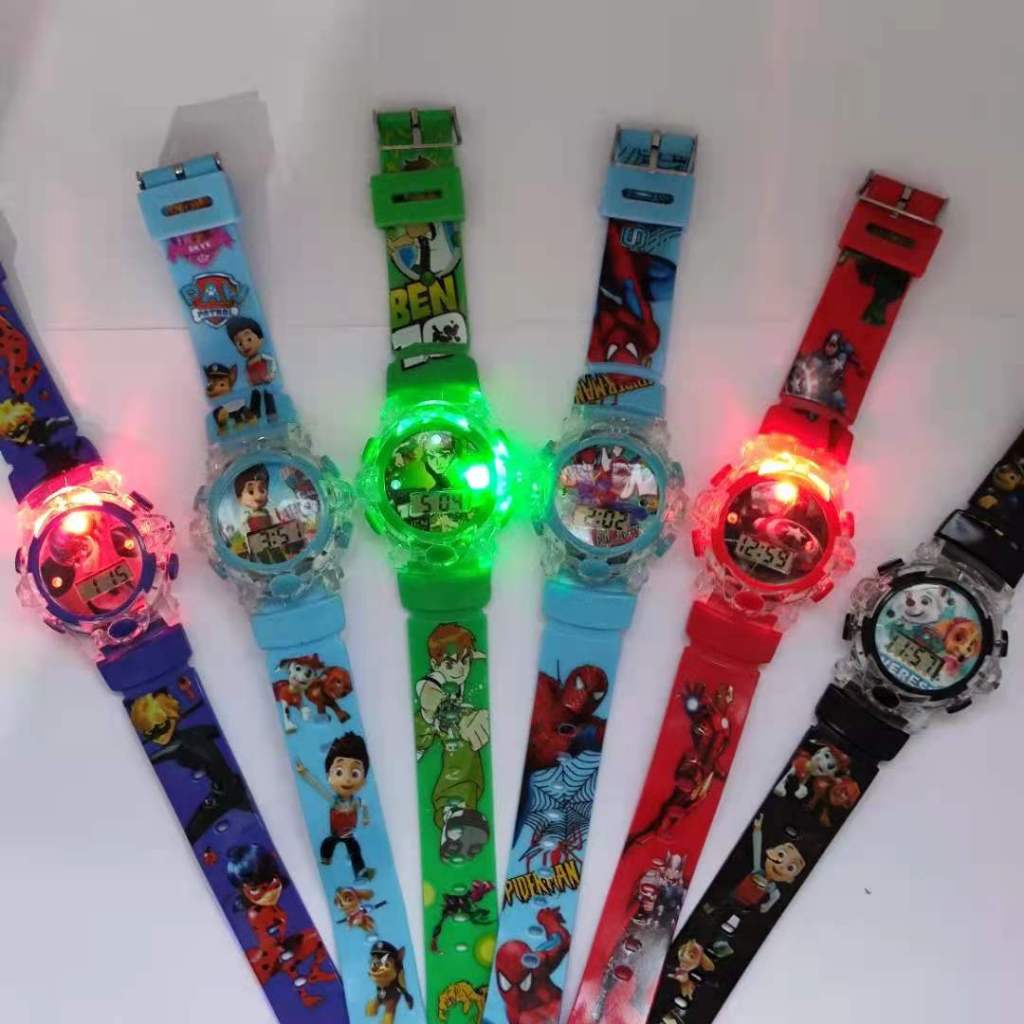 Detalhes do Relógio infantil criativo menino relógio luminoso relógio eletrônico infantil desenho animado fofo brilho