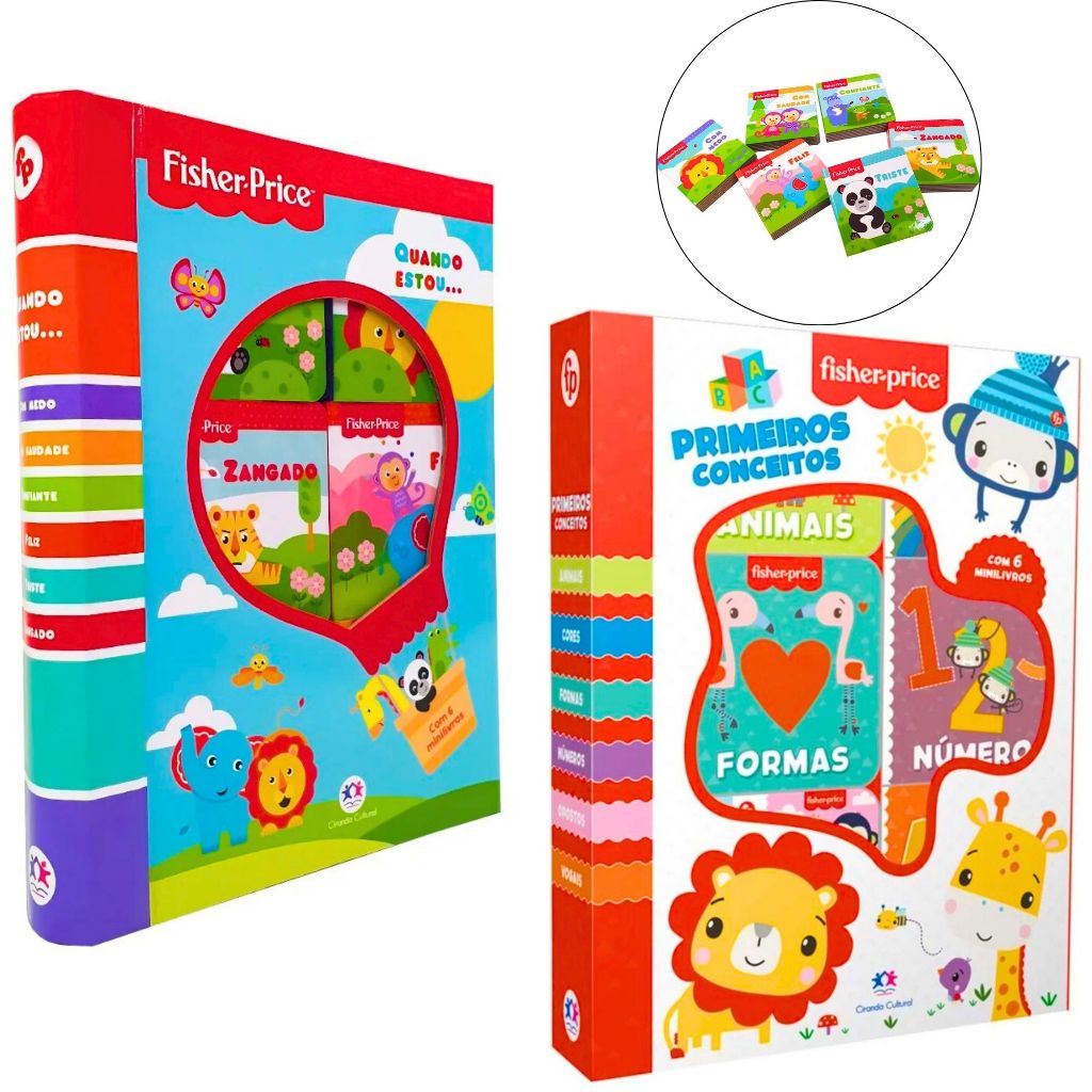 Livro Box Infantil com 6 Minilivros Fisher-Price - Primeiros conceitos e Quando Estou..