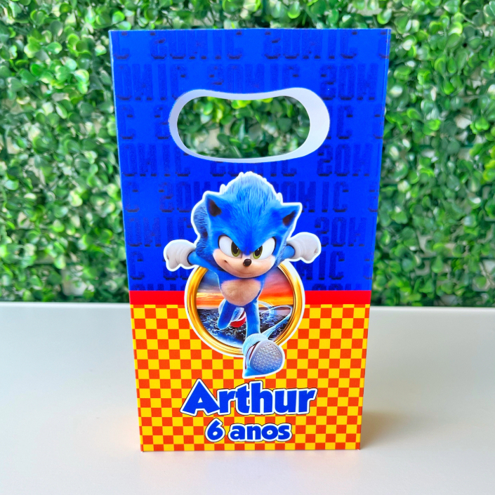 Sacolinha personalizada Sonic 2.0/ Mimos de Aniversário Lembrancinhas (PEGUE E MONTE)