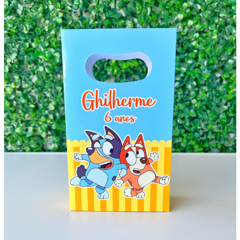 Sacolinha personalizada Bluey e Bingo Menino / Mimos de Aniversário Lembrancinhas (PEGUE E MONTE)