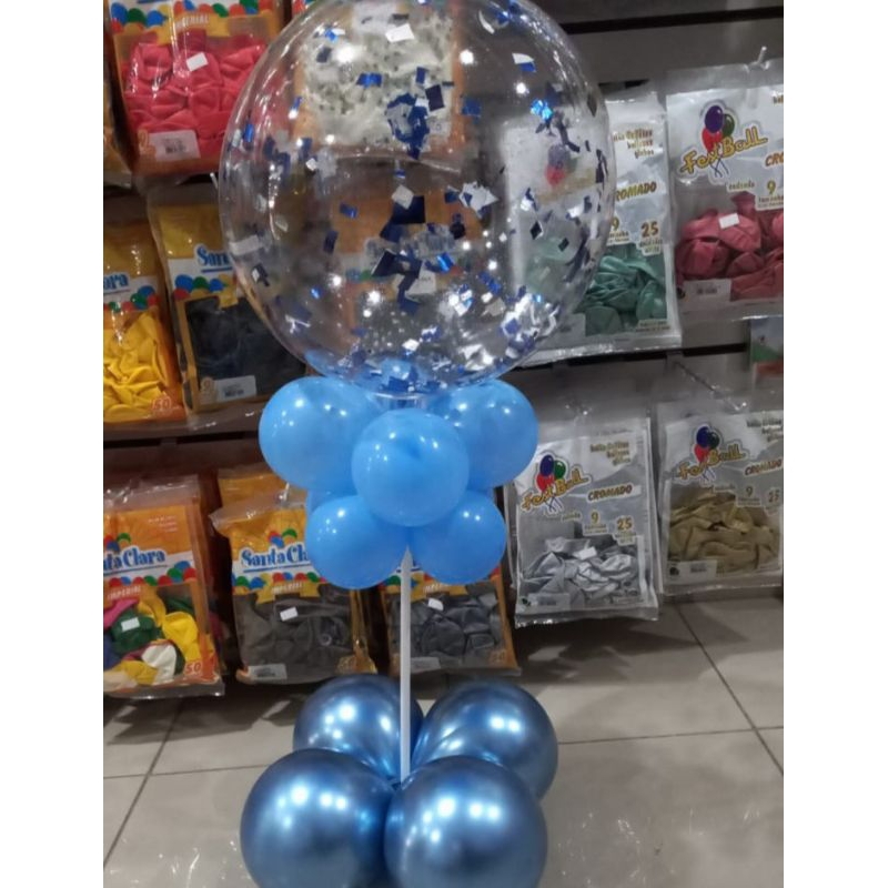 Suporte de Balão de Bubble Aste Transparente 50 cm e Base Em MDF , kit 2 unidades em Oferta na Shopee