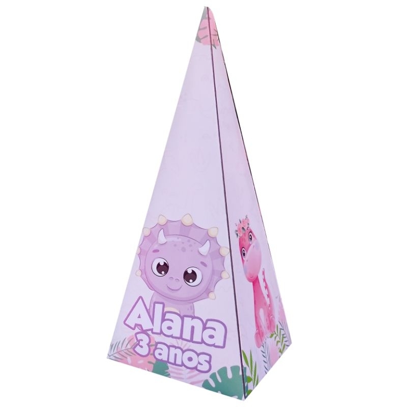 kit 10 Caixinha Pirâmide Dino Baby Lembrancinha de Aniversário Chá Revelação