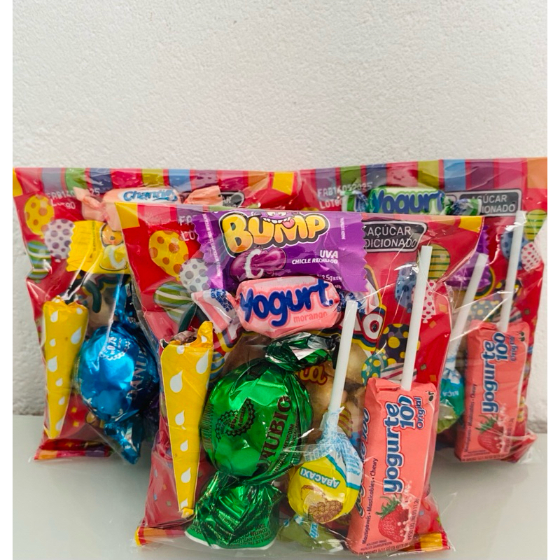 Kit Doces Sacolinhas de Guloseimas Lembrancinha Aniversário Festa em Oferta na Shopee