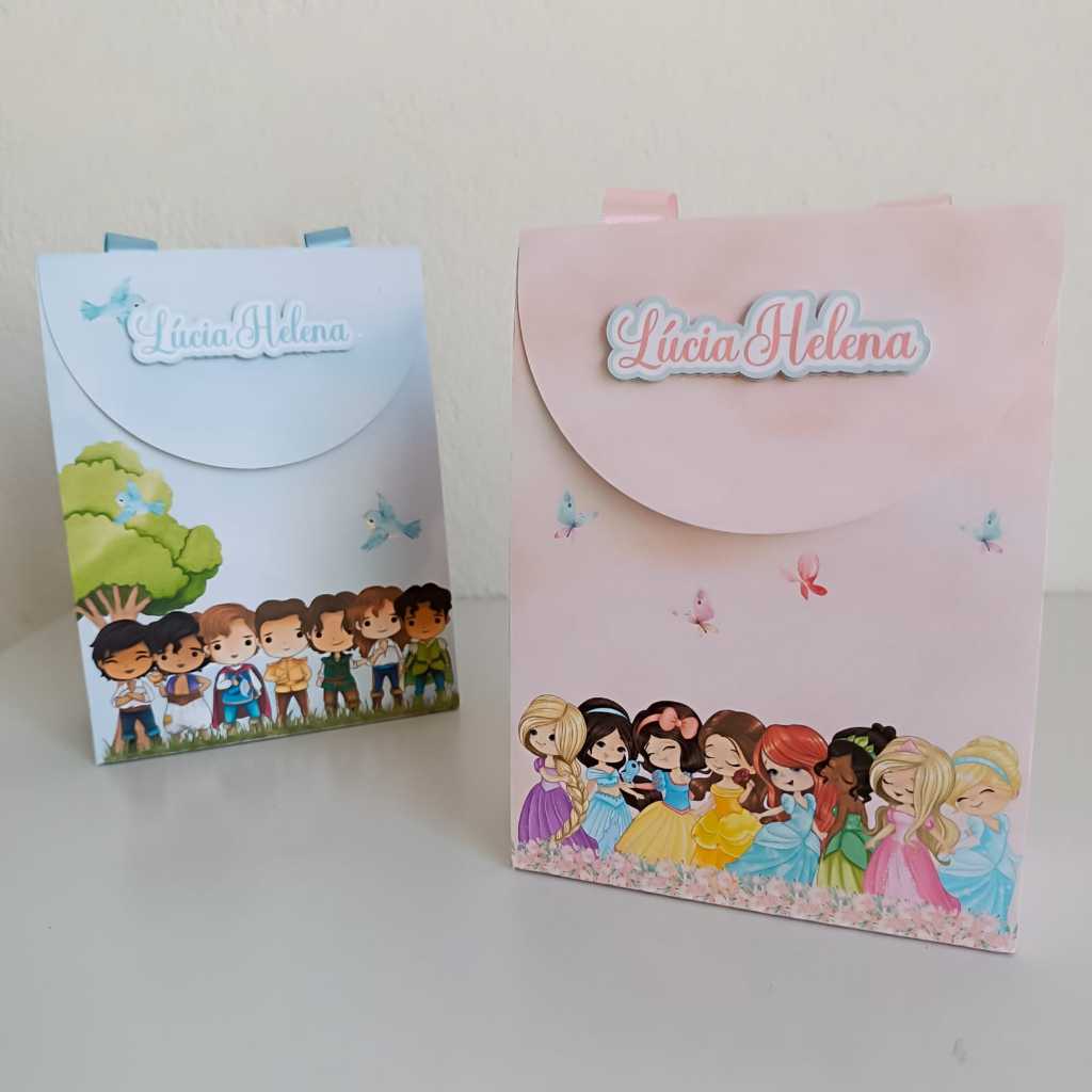 Kit Sacolinhas Personalizadas | Sacolinha tema Princesas | Lembrancinhas para festas e aniversários