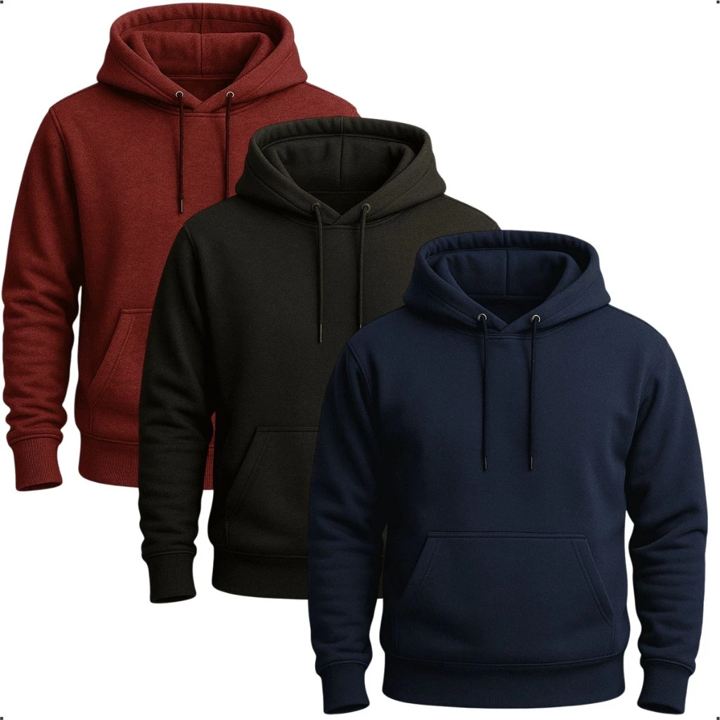 Moletom Masculino Bolso Capote Liso Gorro Canguru Blusa — imagem 1