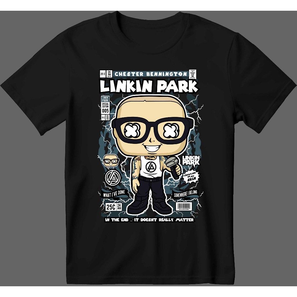 Camisa Estampa Personalizada Funko Pop Chester Link Park 100% Algodão 30.1 Entrega Rápida.