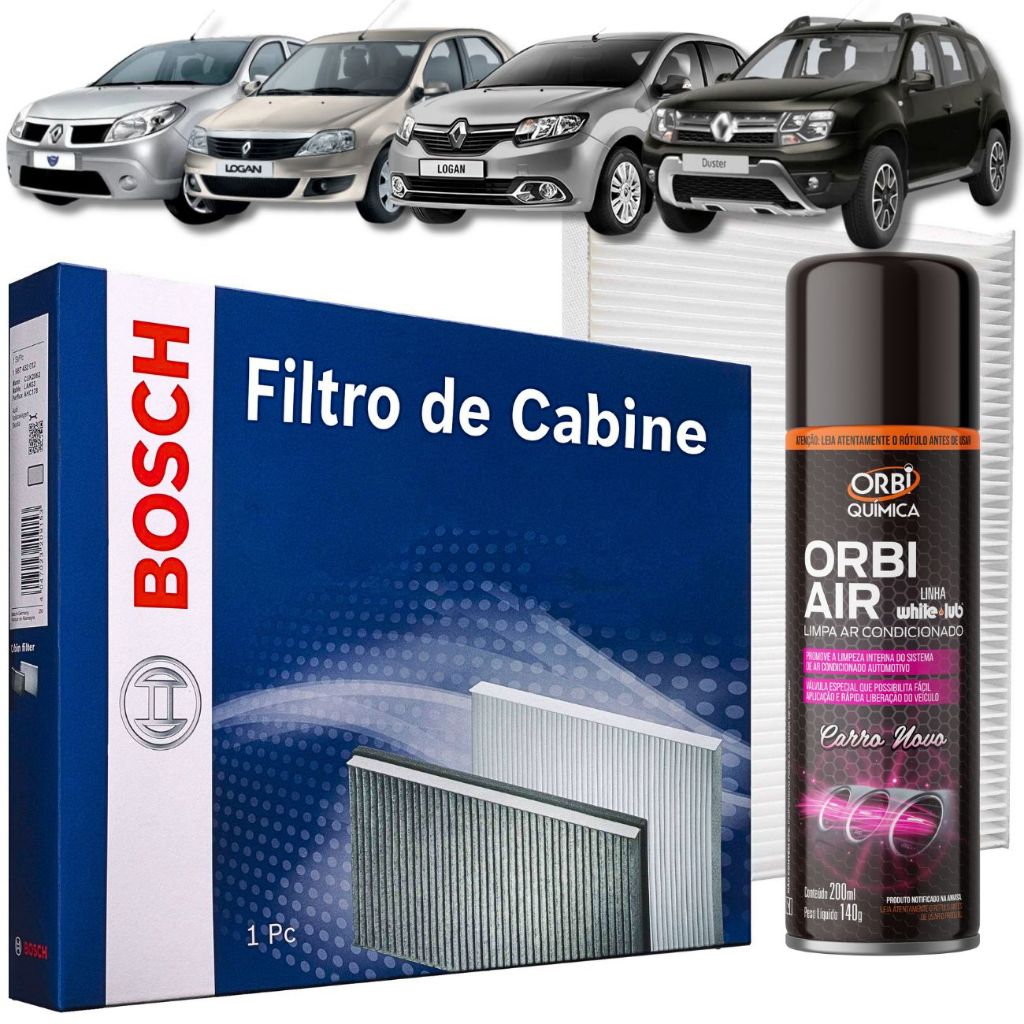 Filtro Ar condicionado Logan Sandero Duster Captur  BOSCH / Limpa Ar ORBI