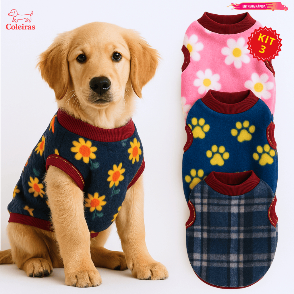 Kit 3 Roupinhas Soft Inverno Para Cachorro Pet Pequeno Porte a Grande Porte Roupa Inverno 100% Soft